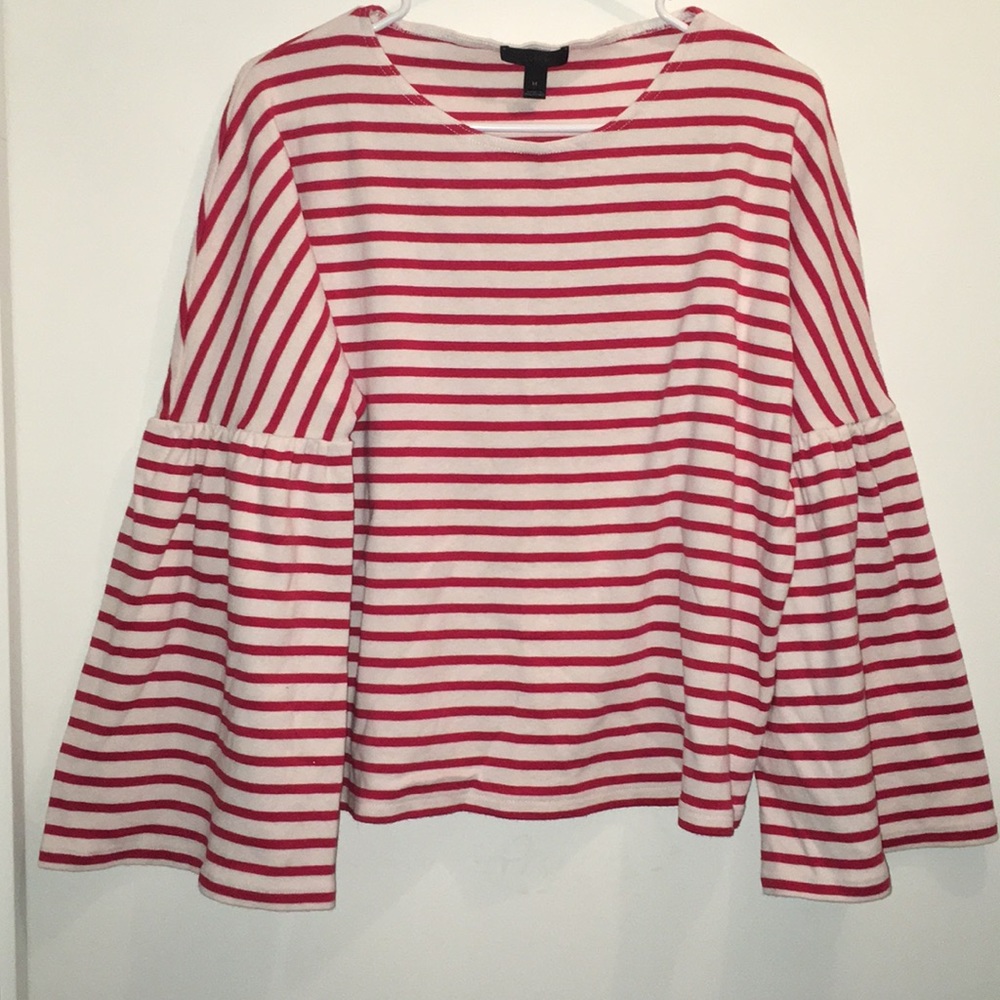J CREW RED AND WHITE STRIPED TOP